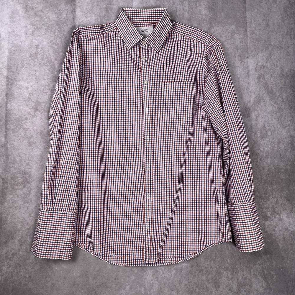 Charles Tyrwhitt Dress Shirt Mens 16/33 Plaid French Cuff Cotton RWB